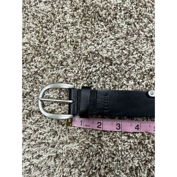 Fossil Womens Black Curve Link Leather Belt With Silver Look Hardware Size Small - Picture 4 of 12